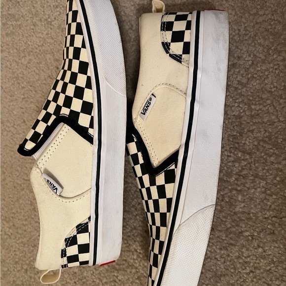 Vans Classic Slip-On Checkerboard Shoes Youth 6 Black White - Picture 4 of 6